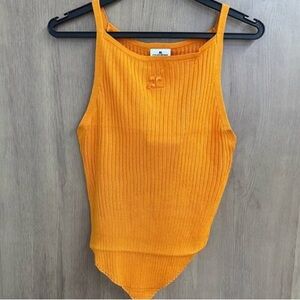 Stretch Ribbed Square-Neck Camisole in Orange